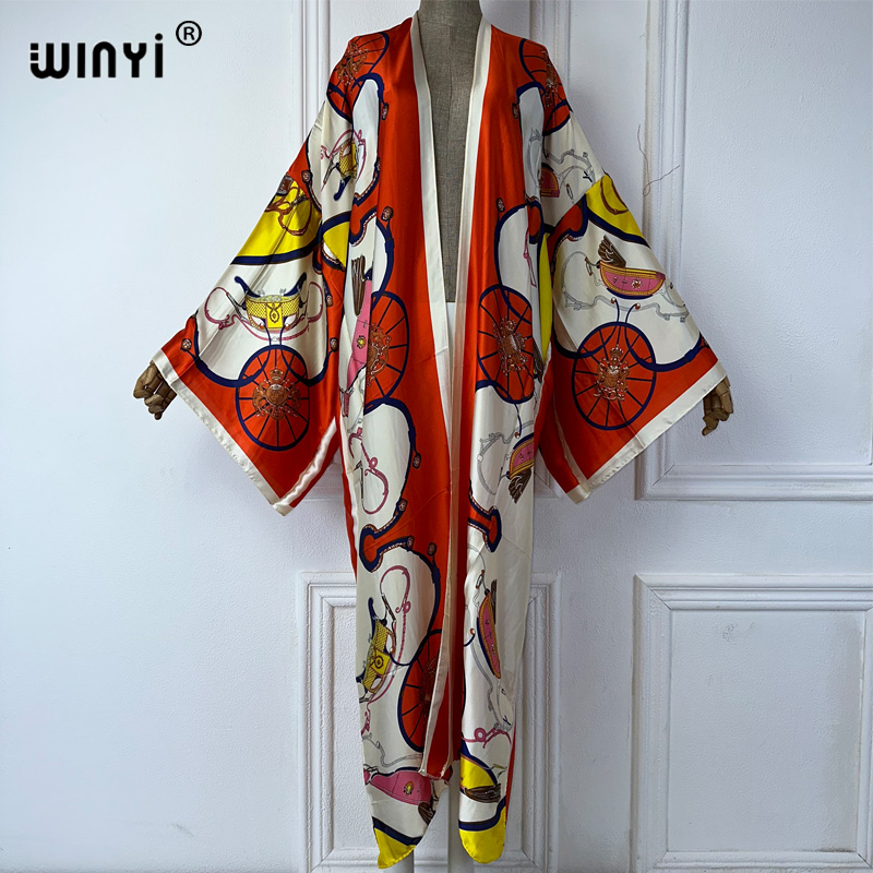 Cover Up Kaftan - WINYI Boho Print Kimono Summer Cardigan