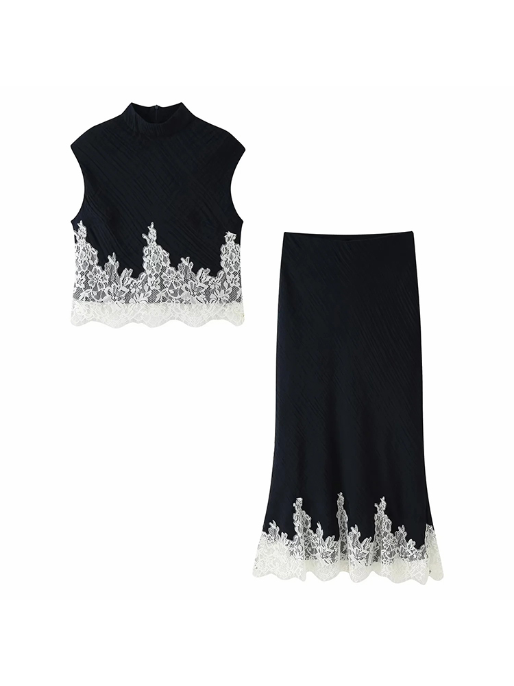 Women White Lace Patchwork Ele - огляд і ціна Midi Skirt Floral