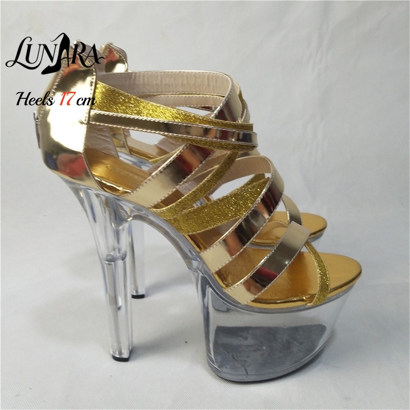 17cm/7Inch Gold Metallic Strap - огляд і ціна Sandal Strappy Heeled