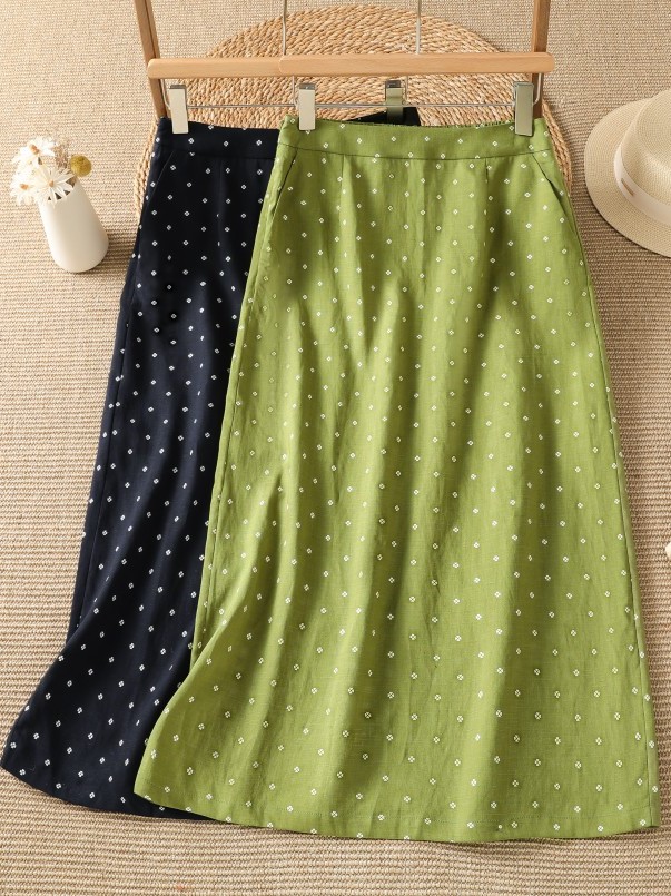 High Waist Floral Half Skirt T - огляд і ціна Midi Skirt Floral