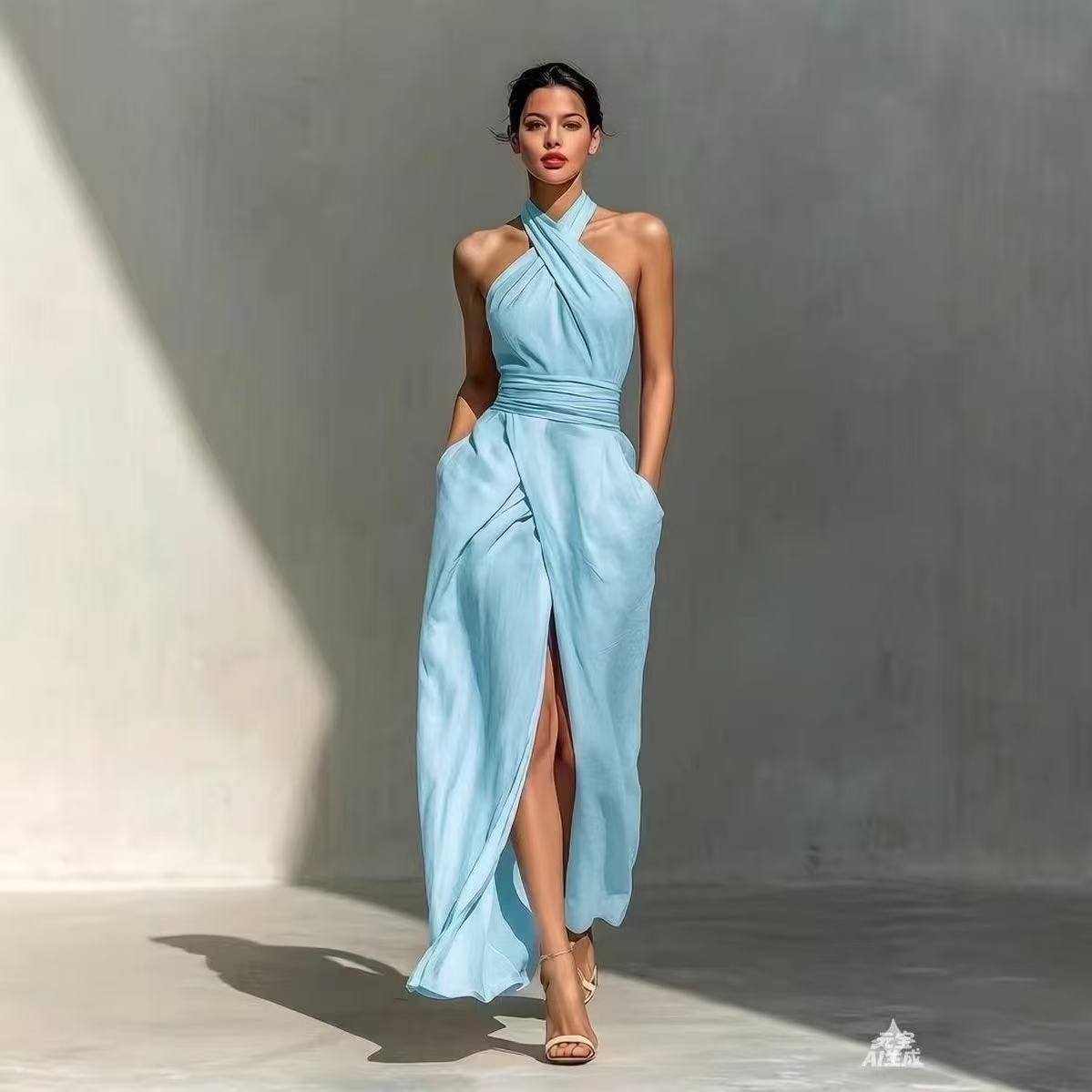 Chic Solid Front Split Boho Lo - огляд і ціна Maxi Dress Halter