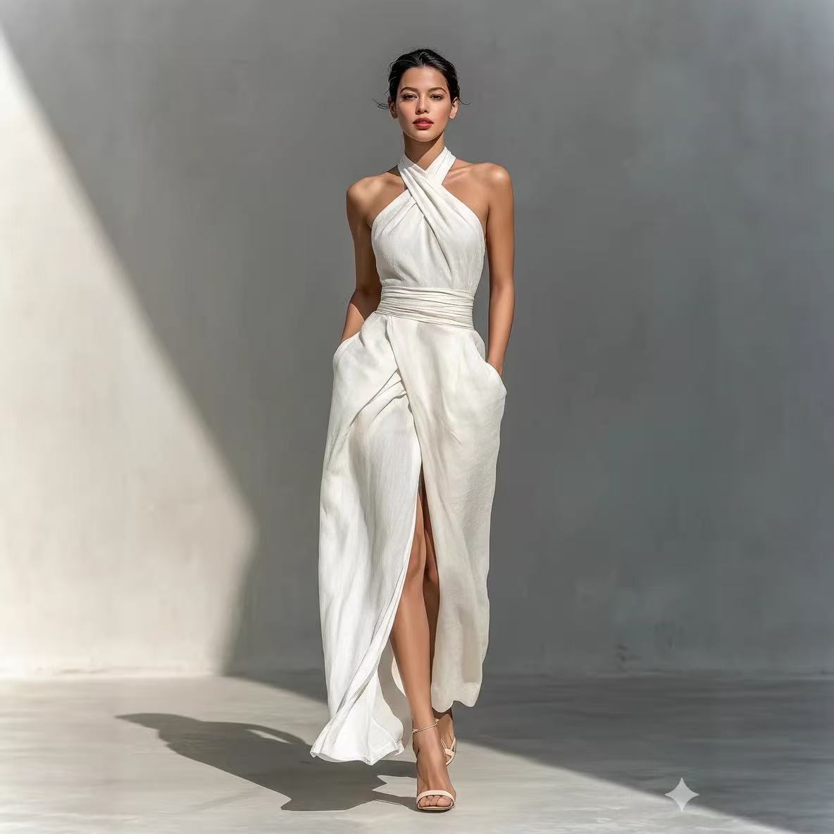 Chic Solid Front Split Boho Lo - огляд і ціна Maxi Dress Halter